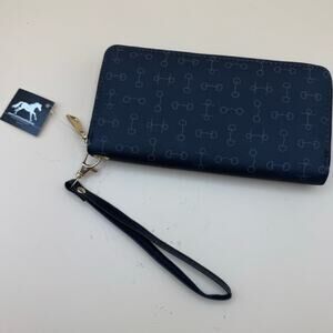 AWST International Women’s Black Horsebit Graphic Zip Around Long Wallet